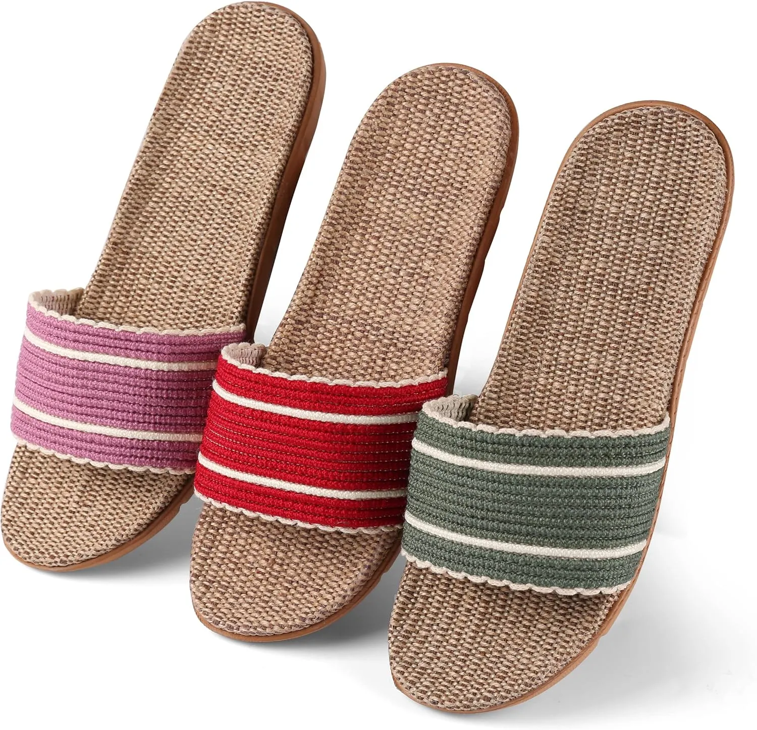Maggie Lightweight Slide Sandals for Women, Breathable Woven Straw Slippers, Casual Open Toe Shoes, Non-Slip Sole for Indoor Outdoor Use