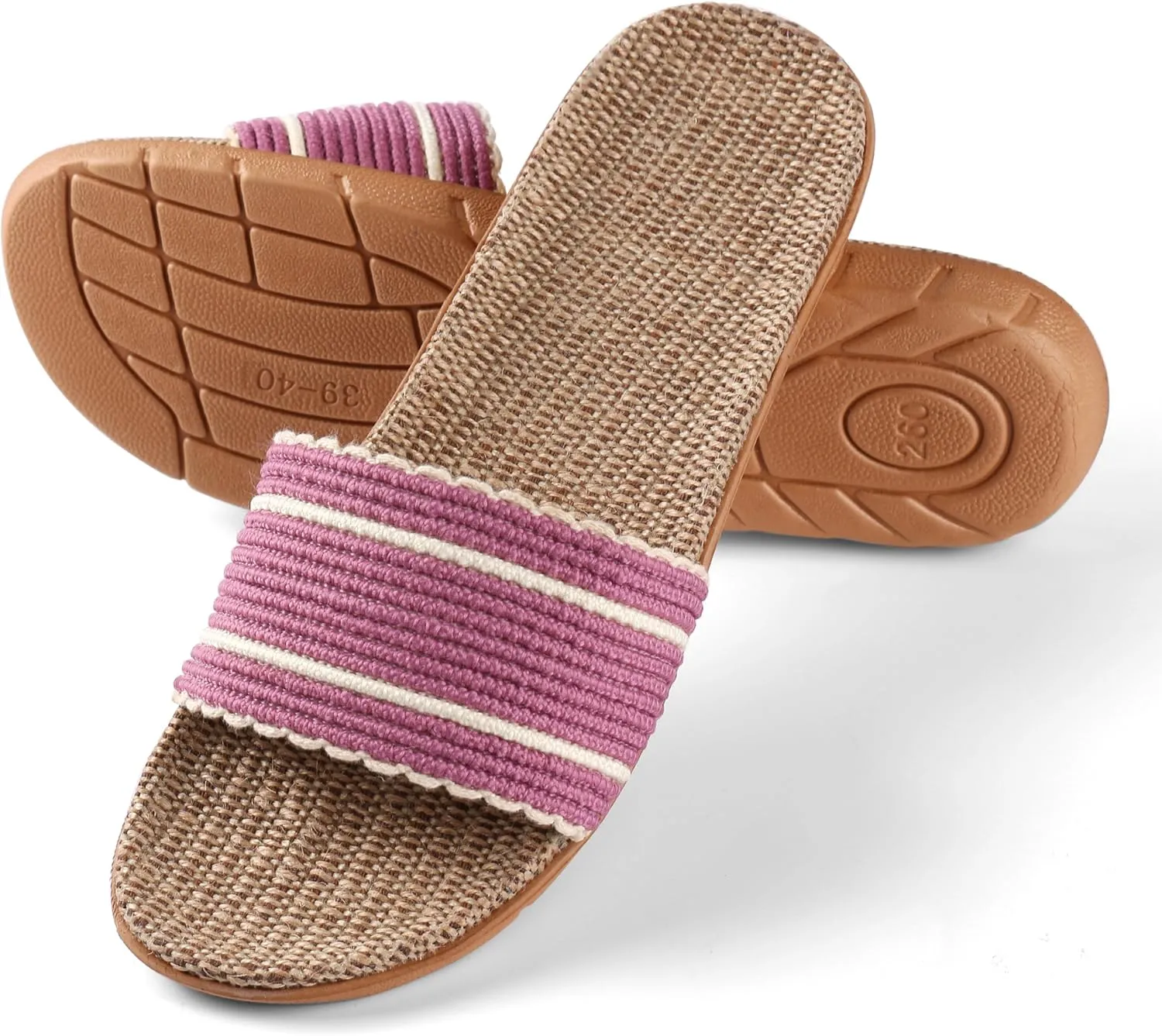 Maggie Lightweight Slide Sandals for Women, Breathable Woven Straw Slippers, Casual Open Toe Shoes, Non-Slip Sole for Indoor Outdoor Use