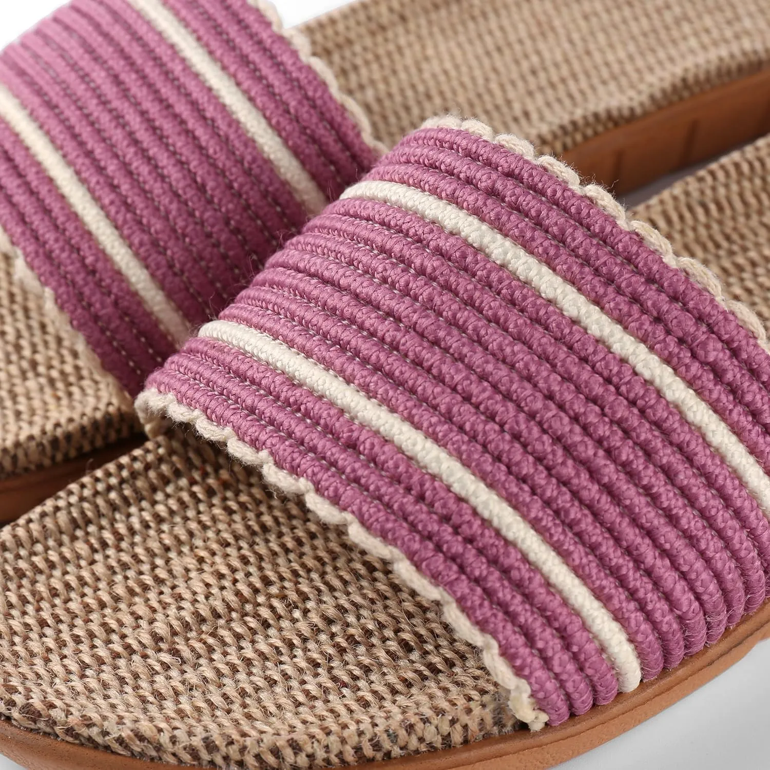 Maggie Lightweight Slide Sandals for Women, Breathable Woven Straw Slippers, Casual Open Toe Shoes, Non-Slip Sole for Indoor Outdoor Use