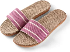 Maggie Lightweight Slide Sandals for Women, Breathable Woven Straw Slippers, Casual Open Toe Shoes, Non-Slip Sole for Indoor Outdoor Use