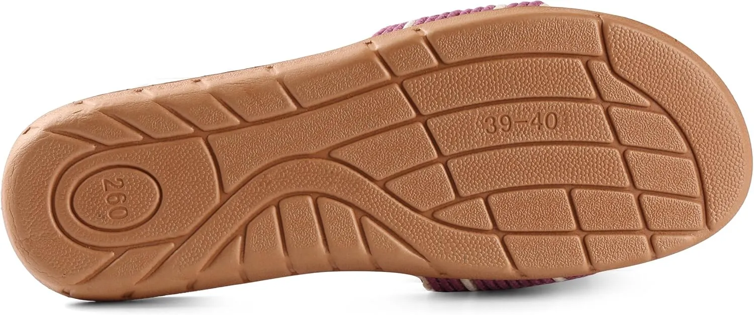 Maggie Lightweight Slide Sandals for Women, Breathable Woven Straw Slippers, Casual Open Toe Shoes, Non-Slip Sole for Indoor Outdoor Use