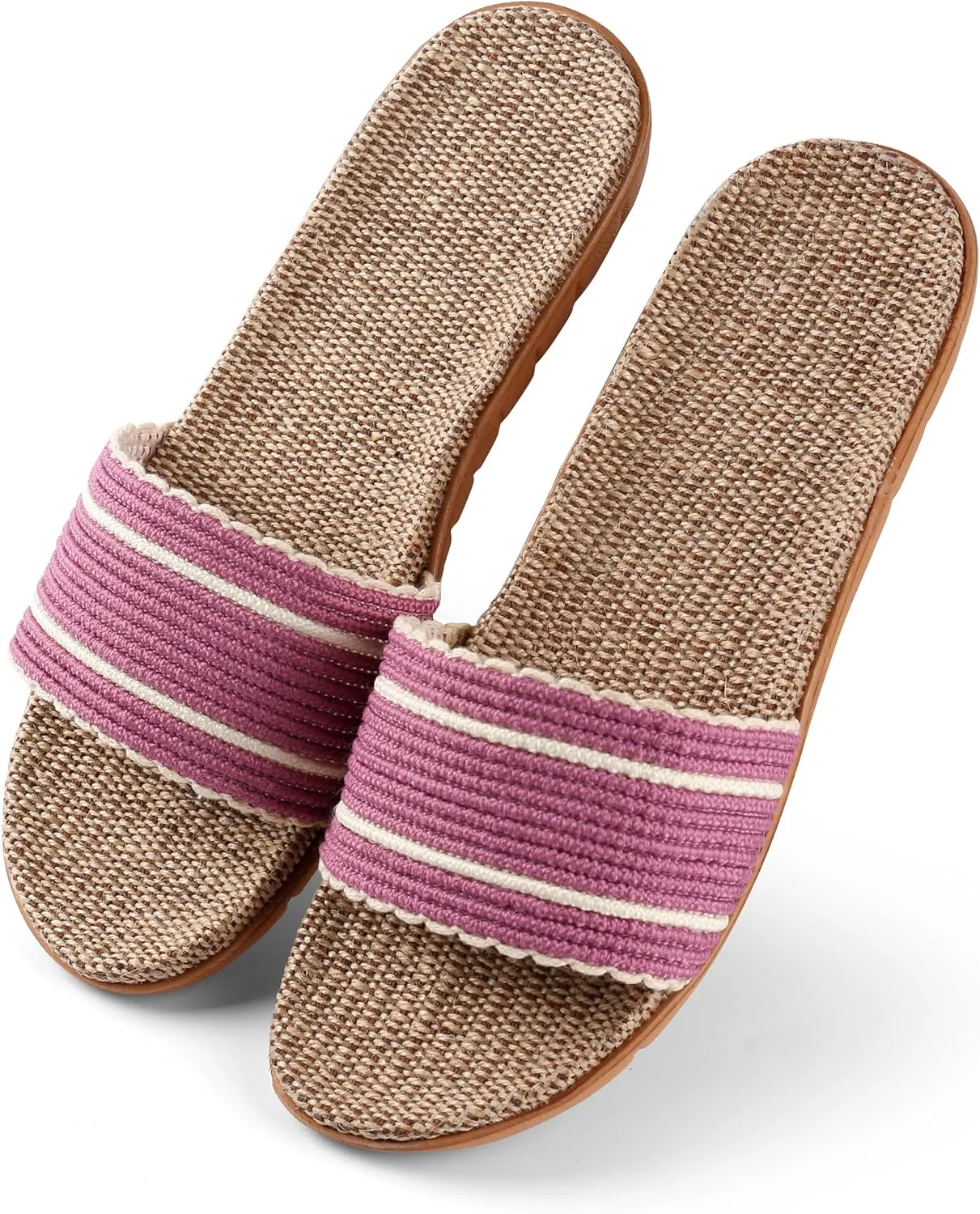 Maggie Lightweight Slide Sandals for Women, Breathable Woven Straw Slippers, Casual Open Toe Shoes, Non-Slip Sole for Indoor Outdoor Use