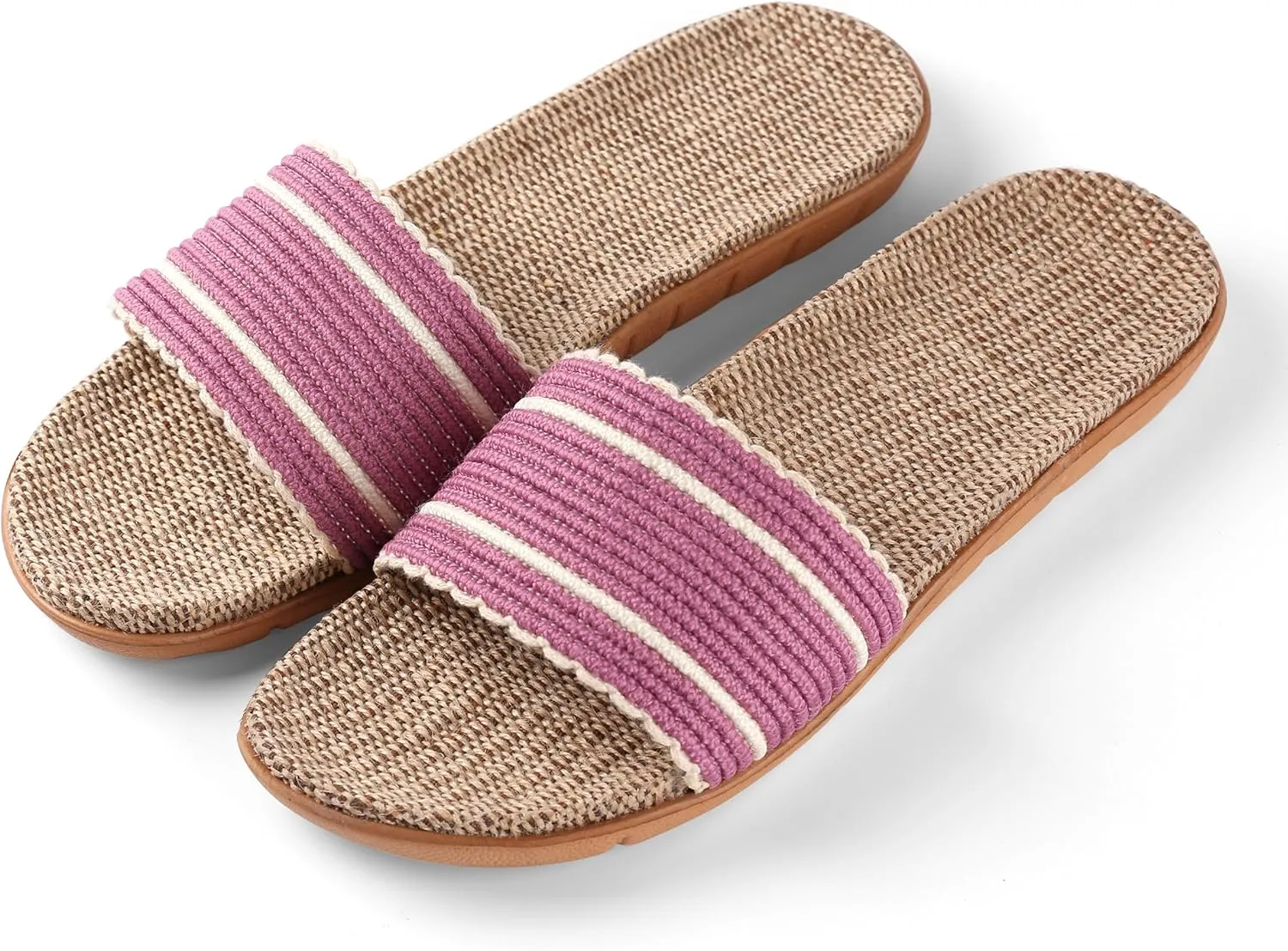 Maggie Lightweight Slide Sandals for Women, Breathable Woven Straw Slippers, Casual Open Toe Shoes, Non-Slip Sole for Indoor Outdoor Use