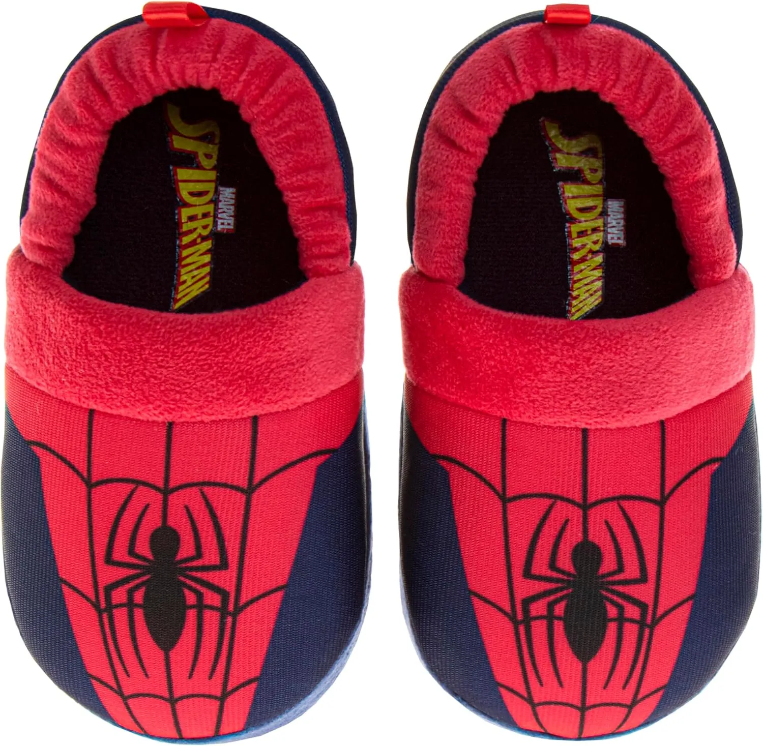 Marvel Spiderman Slipper Boots for Boys - The Amazing Spidey House Shoes Indoor Cozy Plush Slippers (sizes: 5-10 Toddlers / 11-12 Little Kids)