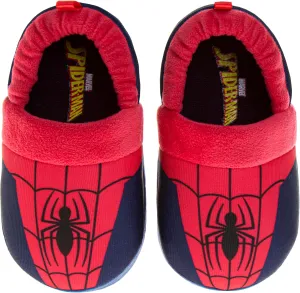 Marvel Spiderman Slipper Boots for Boys - The Amazing Spidey House Shoes Indoor Cozy Plush Slippers (sizes: 5-10 Toddlers / 11-12 Little Kids)