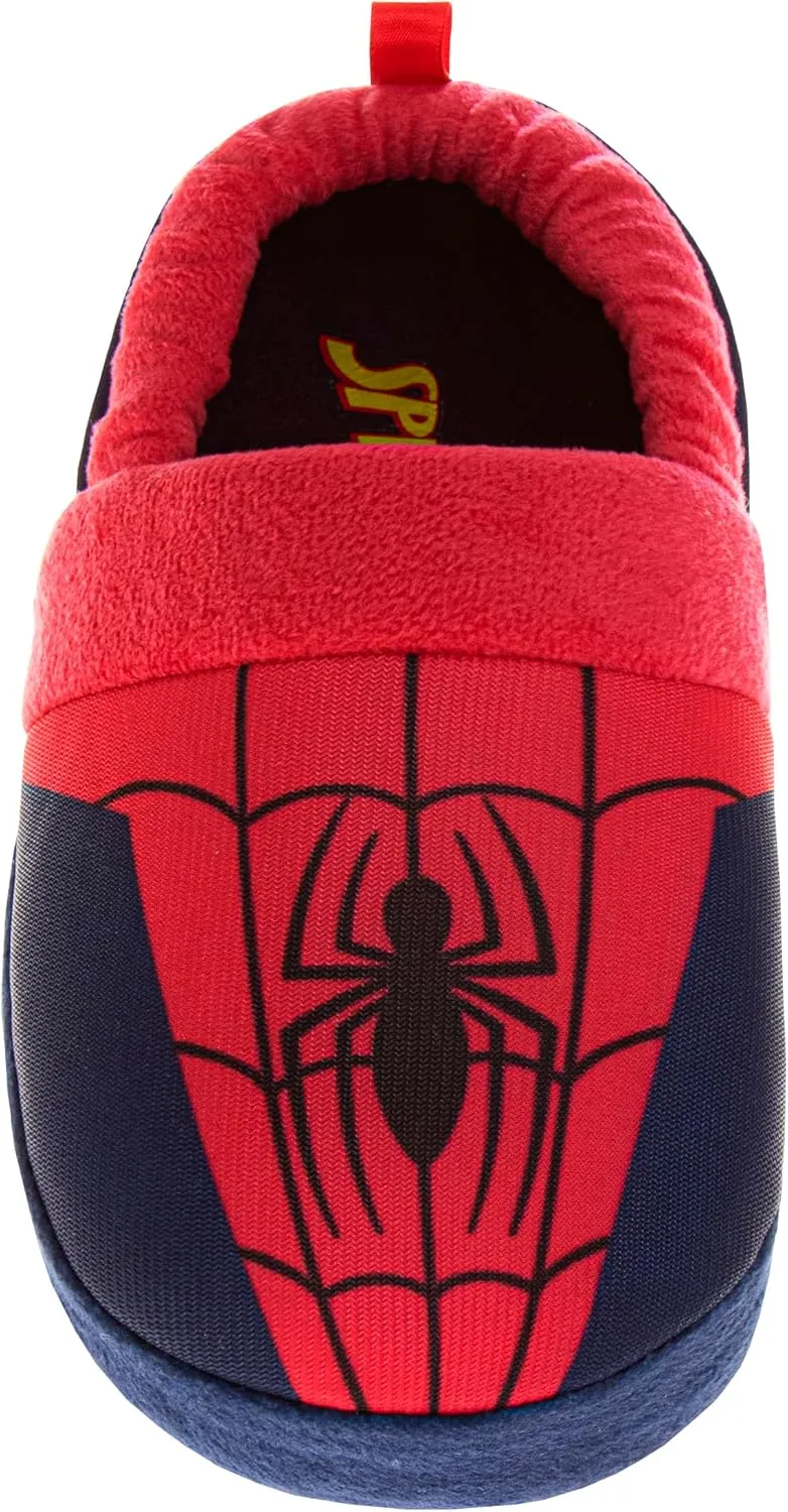 Marvel Spiderman Slipper Boots for Boys - The Amazing Spidey House Shoes Indoor Cozy Plush Slippers (sizes: 5-10 Toddlers / 11-12 Little Kids)