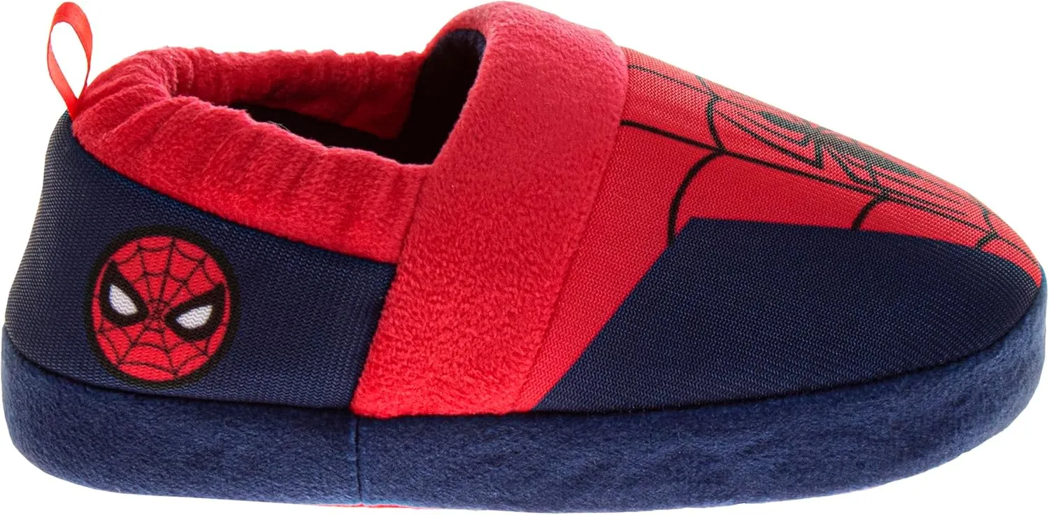 Marvel Spiderman Slipper Boots for Boys - The Amazing Spidey House Shoes Indoor Cozy Plush Slippers (sizes: 5-10 Toddlers / 11-12 Little Kids)
