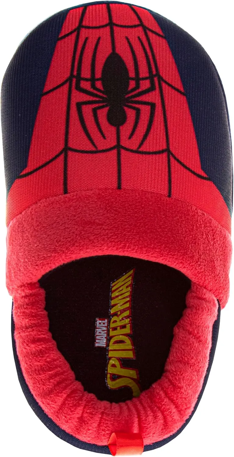 Marvel Spiderman Slipper Boots for Boys - The Amazing Spidey House Shoes Indoor Cozy Plush Slippers (sizes: 5-10 Toddlers / 11-12 Little Kids)