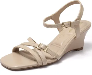 MaxMuxun Womens Wedge Sandals 2025 Square Toe Strappy Sandals 2.75 Inch Wedges Heels Dress Shoes for Women
