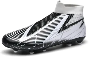Maylrvjv Men's High Top Soccer Cleats Boys Football Boots Breathble Shock Absorbing Multi-Ground Competition Training Futsal Sneakers