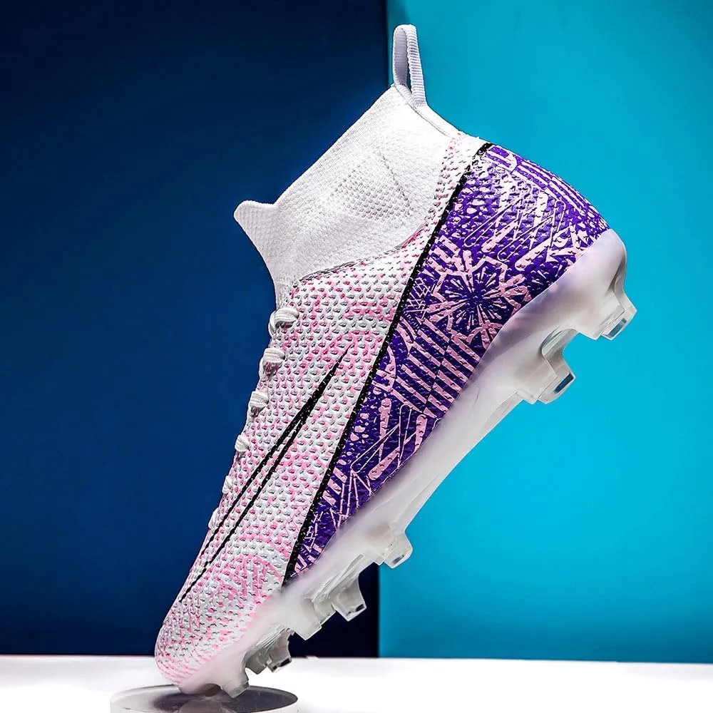 Maylrvjv Men's High-Top Soccer Shoes Big Kids Football Boots Breathable Lightweight Outdoor Indoor Professional Training Sneakers