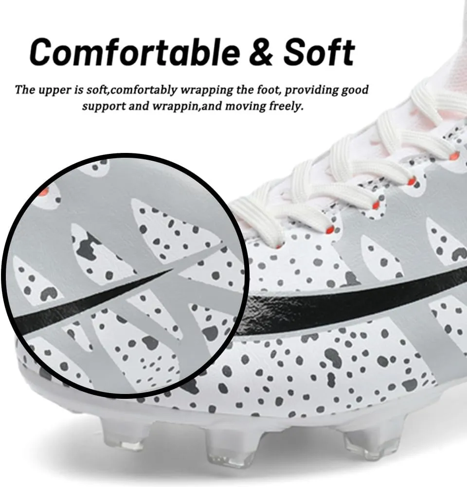 Maylrvjv Men's High-Top Soccer Shoes Big Kids Football Boots Breathable Lightweight Outdoor Indoor Professional Training Sneakers
