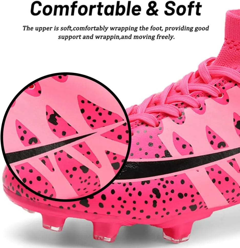 Maylrvjv Men's High-Top Soccer Shoes Big Kids Football Boots Breathable Lightweight Outdoor Indoor Professional Training Sneakers