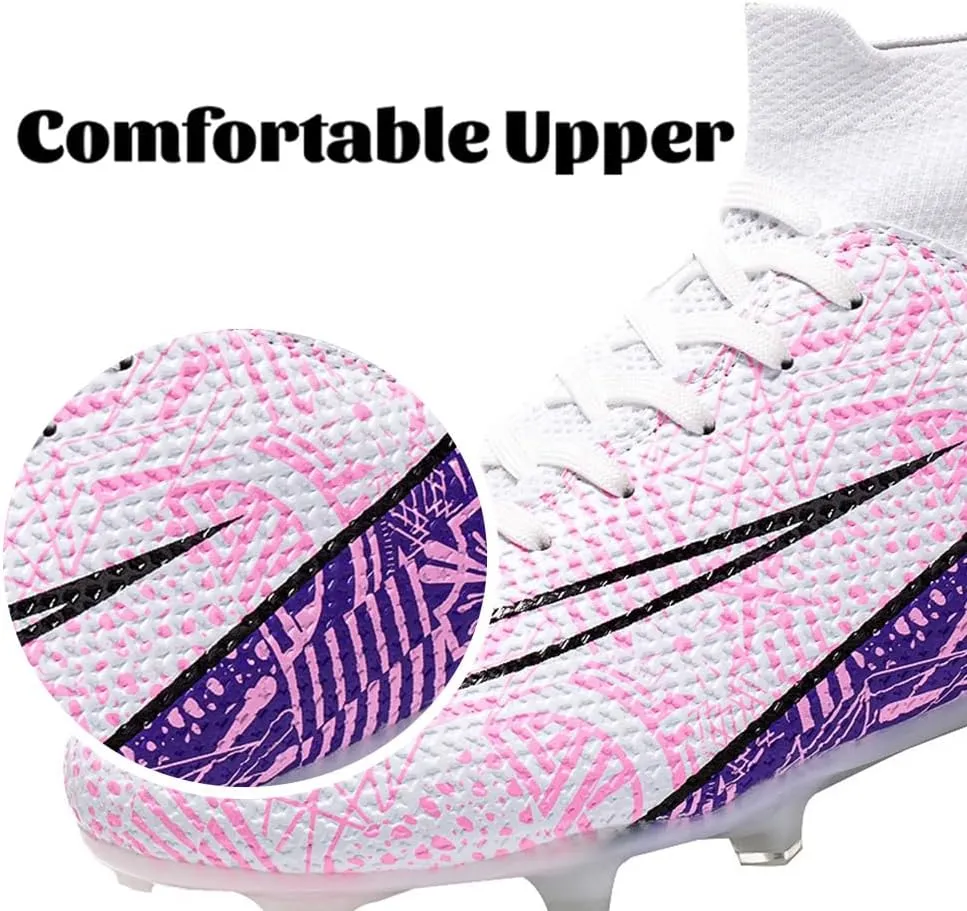 Maylrvjv Men's High-Top Soccer Shoes Big Kids Football Boots Breathable Lightweight Outdoor Indoor Professional Training Sneakers