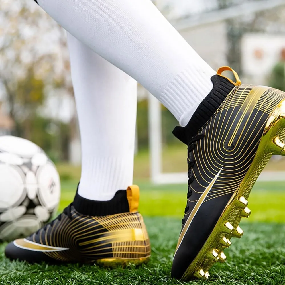 Maylrvjv Men's High-Top Soccer Shoes Big Kids Football Boots Breathable Lightweight Outdoor Indoor Professional Training Sneakers