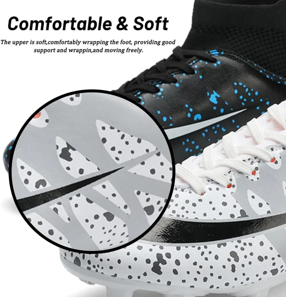 Maylrvjv Men's High-Top Soccer Shoes Big Kids Football Boots Breathable Lightweight Outdoor Indoor Professional Training Sneakers