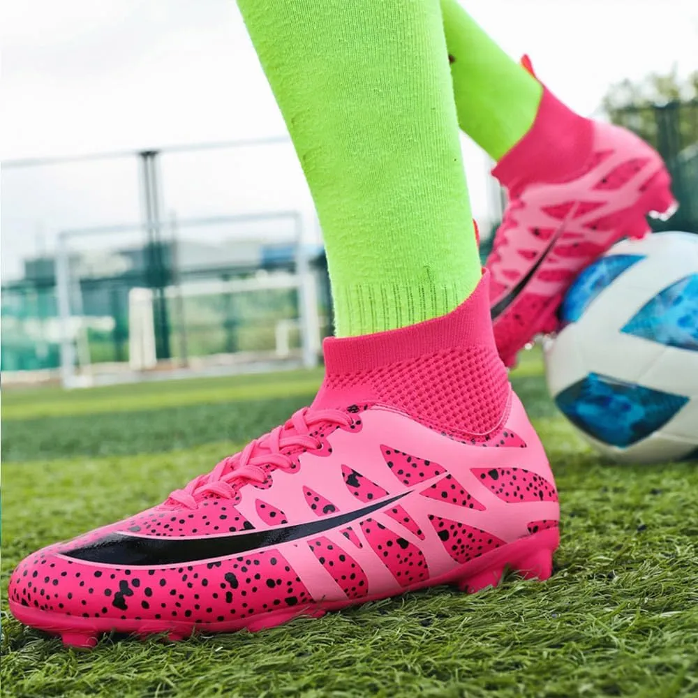 Maylrvjv Men's High-Top Soccer Shoes Big Kids Football Boots Breathable Lightweight Outdoor Indoor Professional Training Sneakers