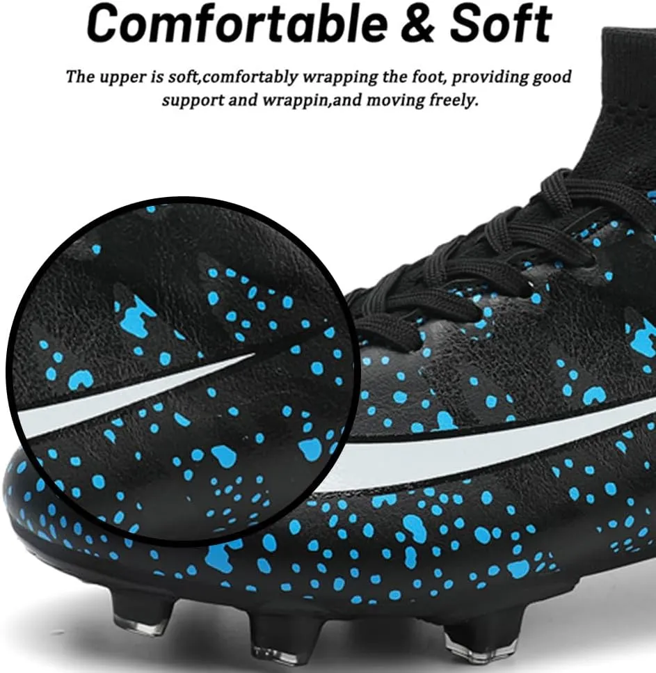 Maylrvjv Men's High-Top Soccer Shoes Big Kids Football Boots Breathable Lightweight Outdoor Indoor Professional Training Sneakers