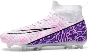 Maylrvjv Men's High-Top Soccer Shoes Big Kids Football Boots Breathable Lightweight Outdoor Indoor Professional Training Sneakers