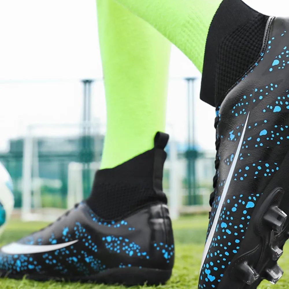 Maylrvjv Men's High-Top Soccer Shoes Big Kids Football Boots Breathable Lightweight Outdoor Indoor Professional Training Sneakers