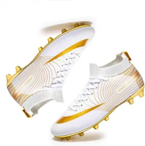 MEBAMY Men's Football Cleats High-Tops Comfortable - Gold-Plated Sole Spikes Soccer Boots for Turf AG