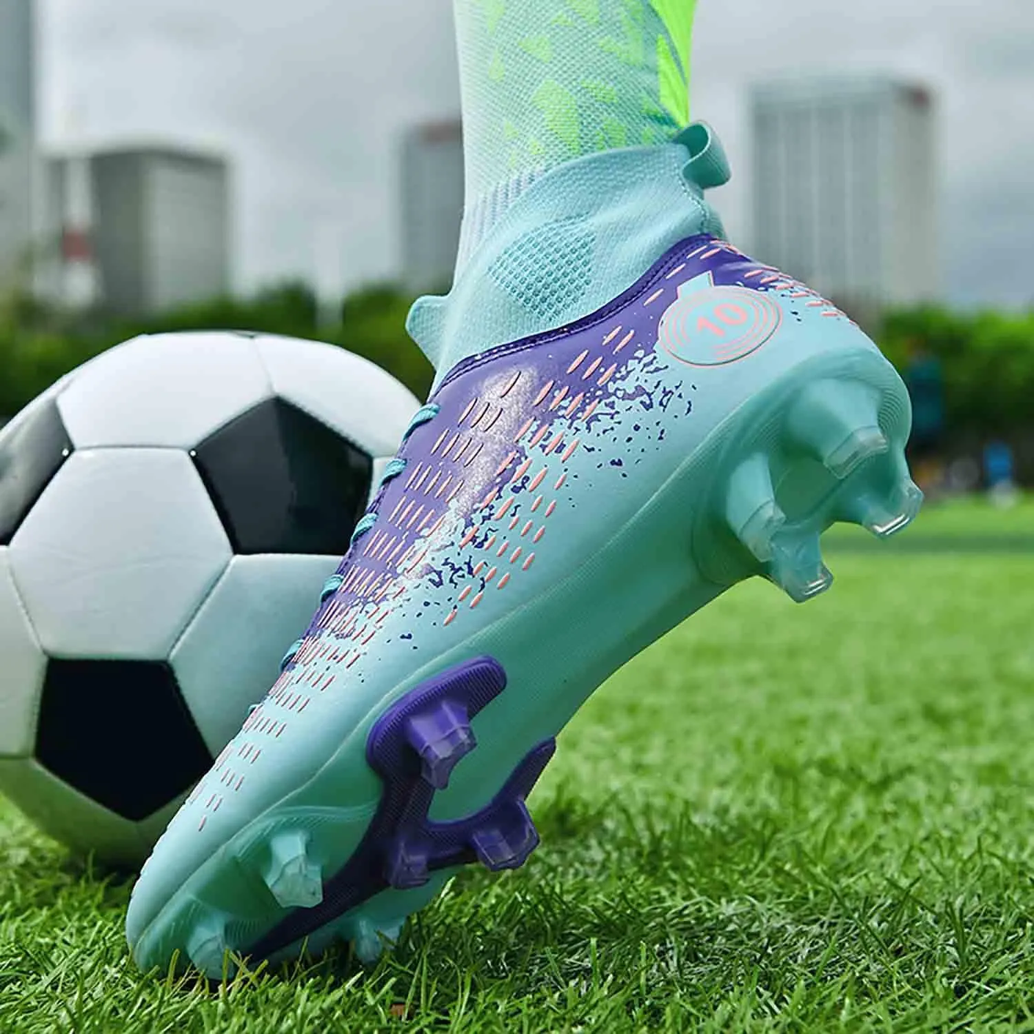 MEBAMY Men's Soccer Shoes Cleats High-Top Football Boots for Kids Outdoor Professional Training Athletic Turf Sneaker