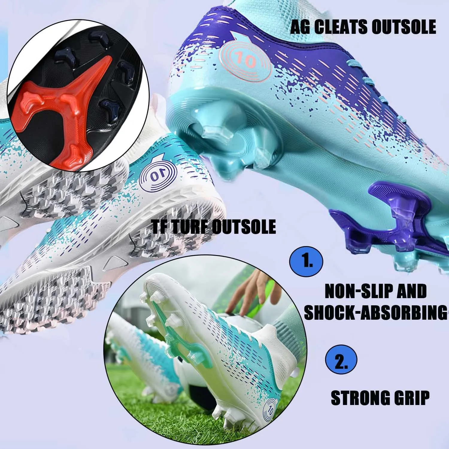 MEBAMY Men's Soccer Shoes Cleats High-Top Football Boots for Kids Outdoor Professional Training Athletic Turf Sneaker