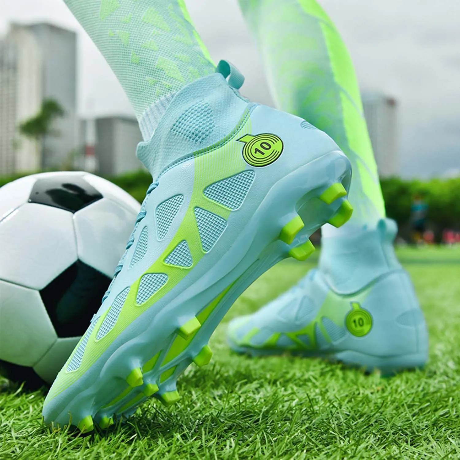 MEBAMY Men's Soccer Shoes Cleats High-Top Football Boots for Kids Outdoor Professional Training Athletic Turf Sneaker