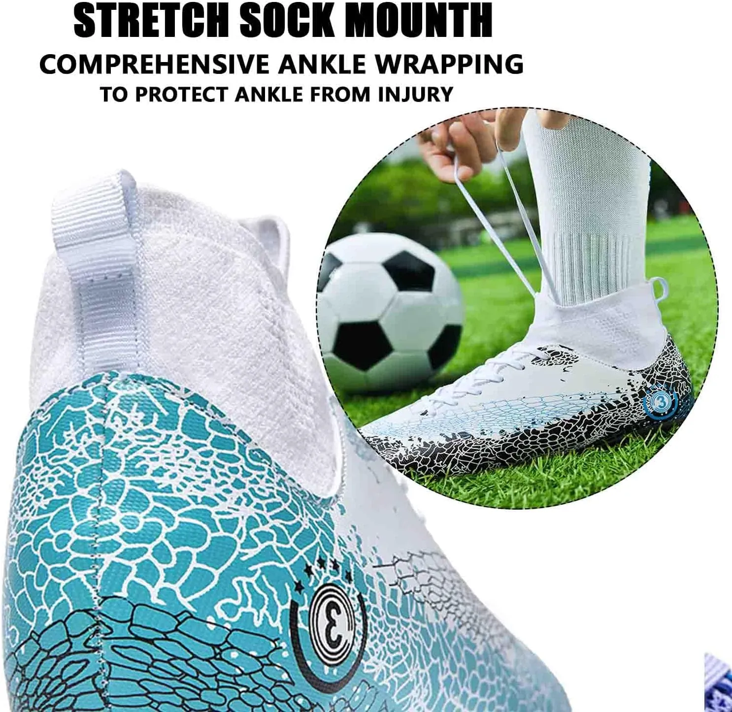 MEBAMY Soccer Cleats for Mens Rubber Sole Football Boots Comfortable Outdoor Soccer Shoes for Women Non-Slip Speed Leather Football Boots
