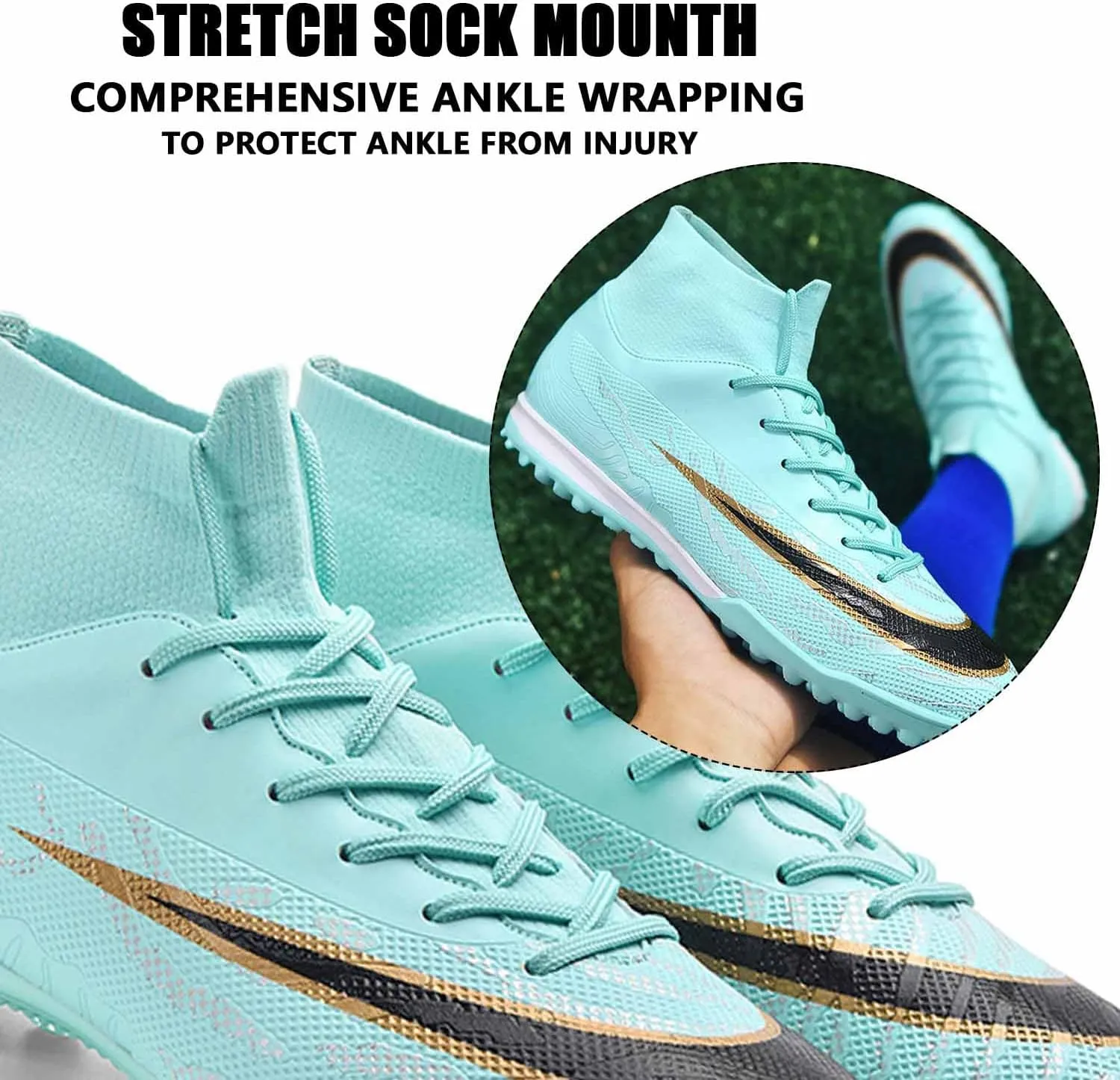 MEBAMY Soccer Cleats for Mens Rubber Sole Football Boots Comfortable Outdoor Soccer Shoes for Women Non-Slip Speed Leather Football Boots