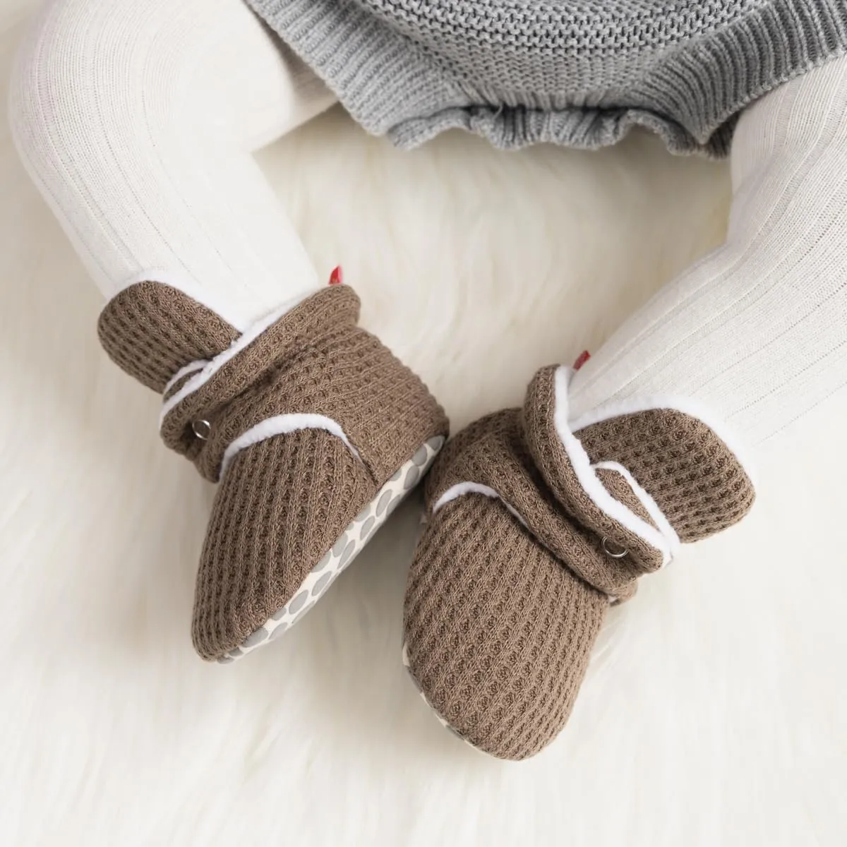 Meckior Newborn Infant Baby Girls Boys Warm Fleece Winter Booties First Walkers Slippers Shoes