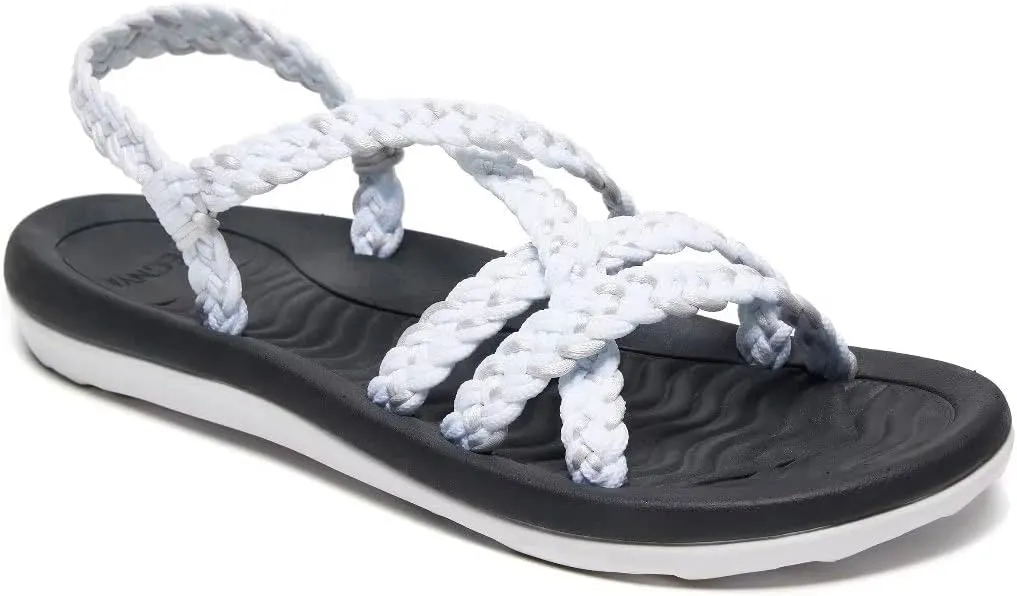 MEGNYA Women's Comfortable Walking Sandals with Arch Support, Athletic Hiking Sandals with Handmade Straps, Outdoor Soft Water Sandals for Beach Poolside Travel Camping