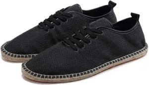 Men Espadrilles Shoes Men's Lace up Casual Canvas Slip on Flat Breathable Espadrille Walking Shoes