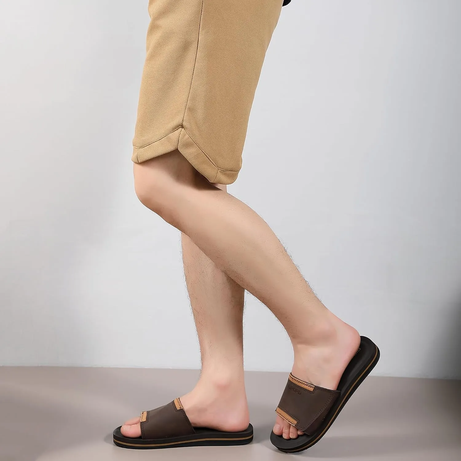 Mens Adjustable Slides Sandals Slip On Sandals Comfortable Athletic Anti-Slip Slides