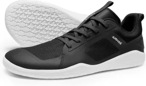 Men's Barefoot Workout Shoes - Minimalist Gym Sneakers for Cross Training & Deadlifts (Black/White,11.0)