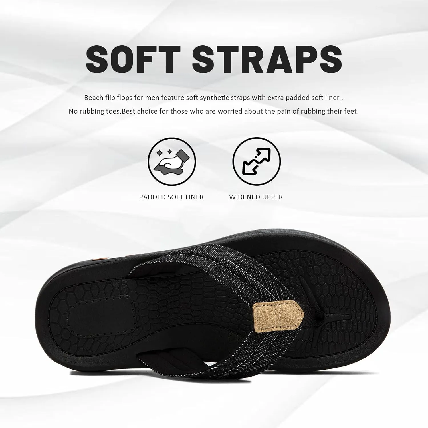 Men's Beach Flip-Flops Comfort Thong Sandal Slippers Summer Outdoor Athletic Slide sandals for men with Soft Cushion