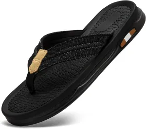 Men's Beach Flip-Flops Comfort Thong Sandal Slippers Summer Outdoor Athletic Slide sandals for men with Soft Cushion