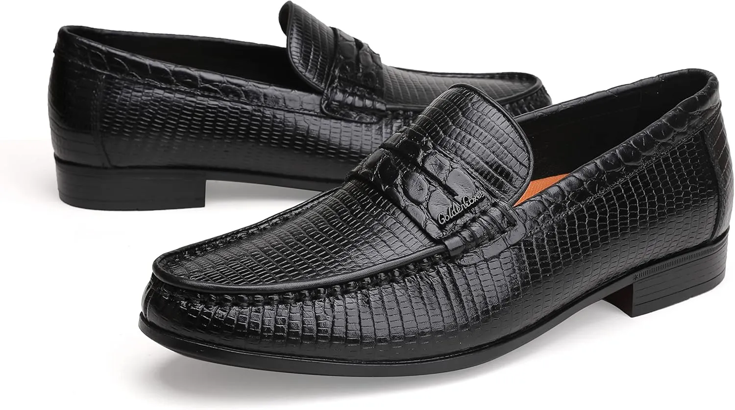 Mens Black Dress Shoes Featuring Hand Finishes, Classic Loafers Leather Slip-on Penny Party Wedding Shoes for Men