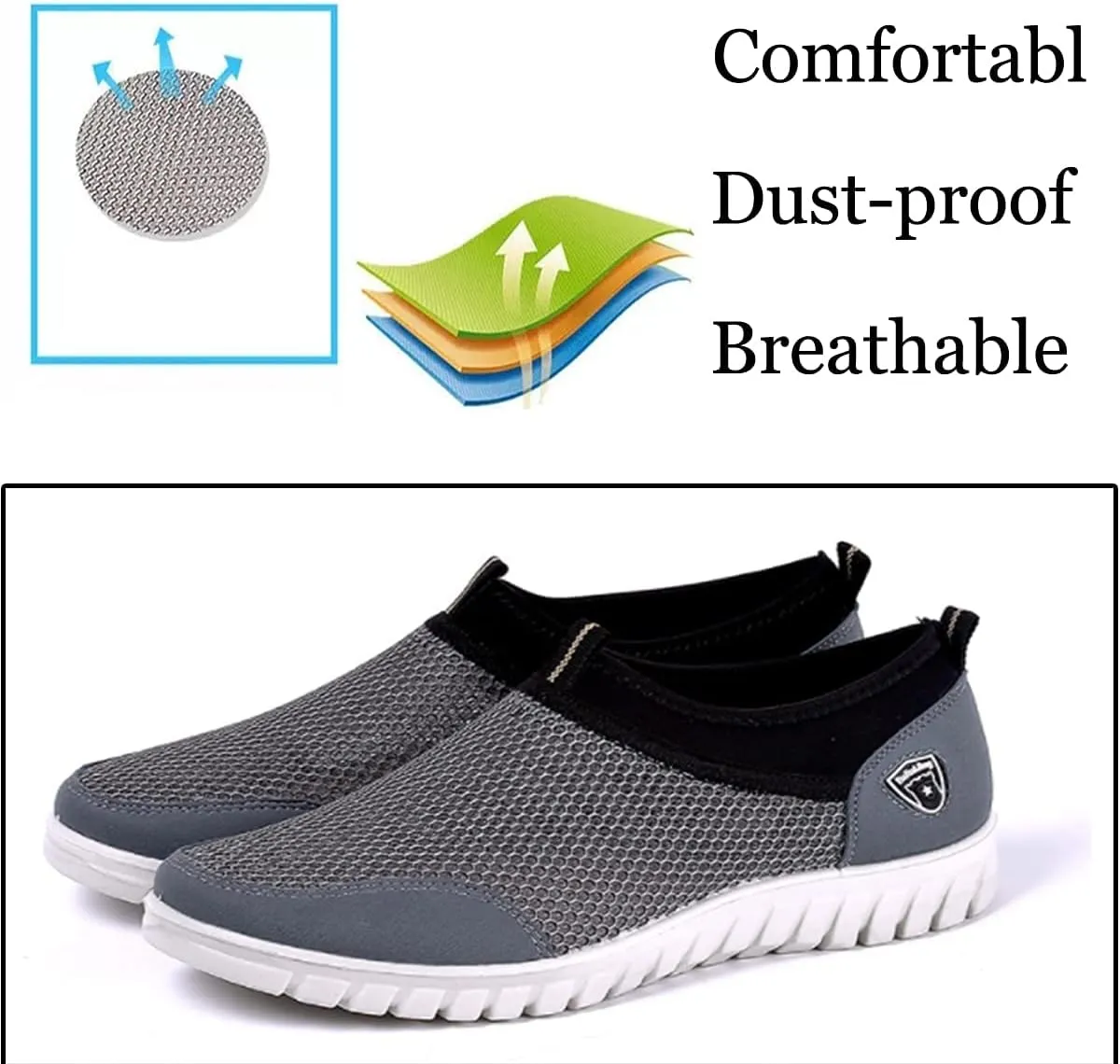 Mens Breathable Casual Loafers Mesh Summer Lightweight Slip-on Shoes Comfortable Outdoor Driving Travel Stylish