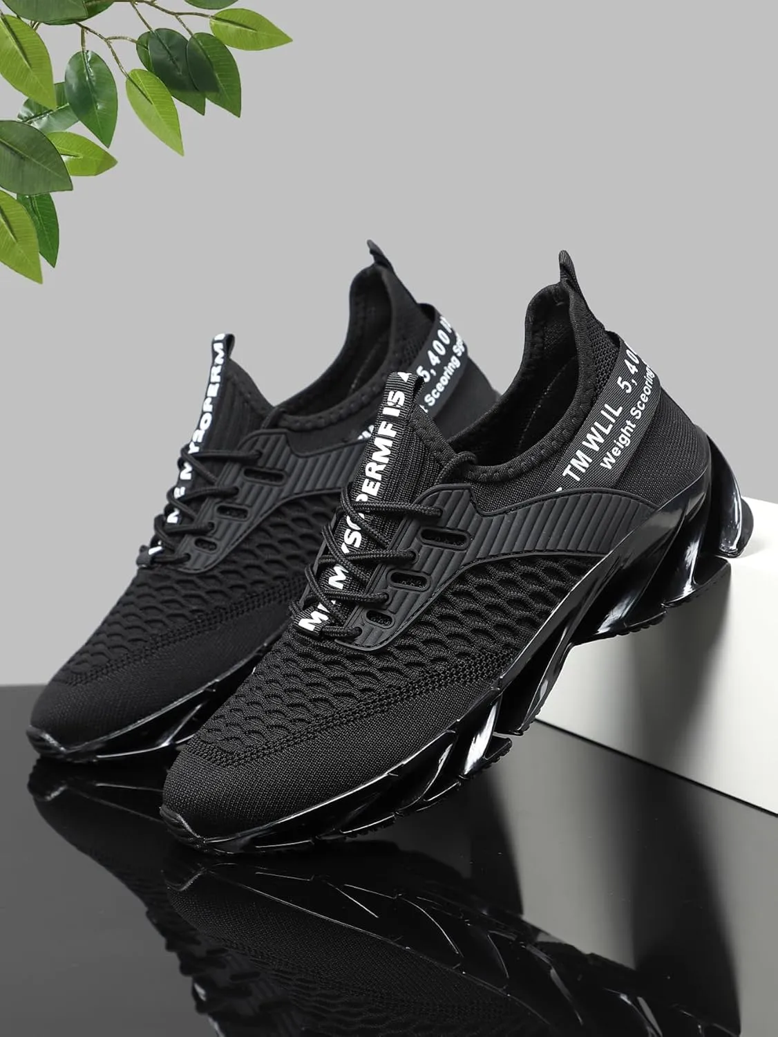 Men'S Breathable Road Running Shoes, Lightweight Sports Sneakers, Lace-Up Closure, Solid Color Fabric Upper,PVC & Rubber Sole, EVA Insole, for Training, Fashion Streetwear, All-Season Comfort,