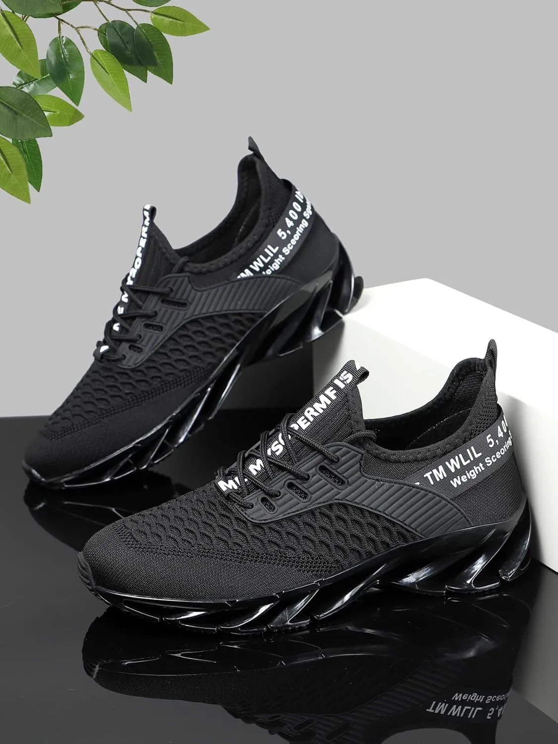 Men'S Breathable Road Running Shoes, Lightweight Sports Sneakers, Lace-Up Closure, Solid Color Fabric Upper,PVC & Rubber Sole, EVA Insole, for Training, Fashion Streetwear, All-Season Comfort,
