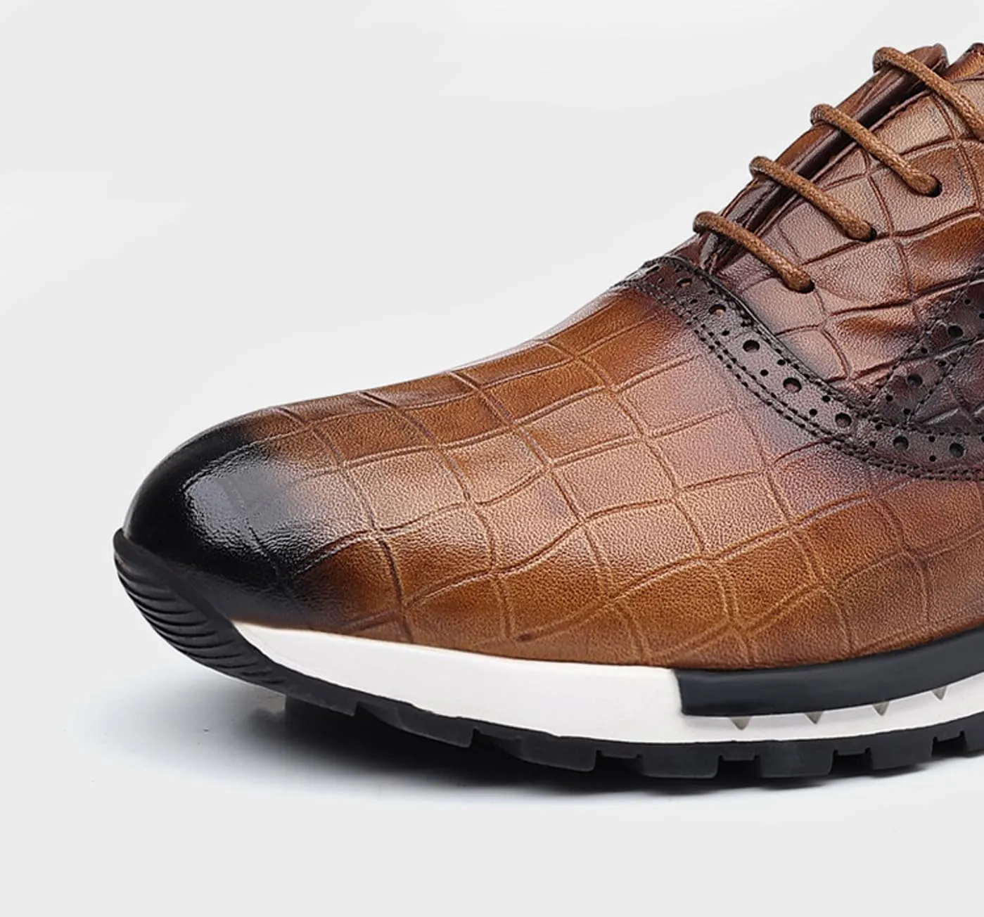 Men's Casual Sneakers - Genuine Leather Oxfords Shoes for Business & Walking | Breathable Comfortable Lightweight Fashion Sneakers for Men