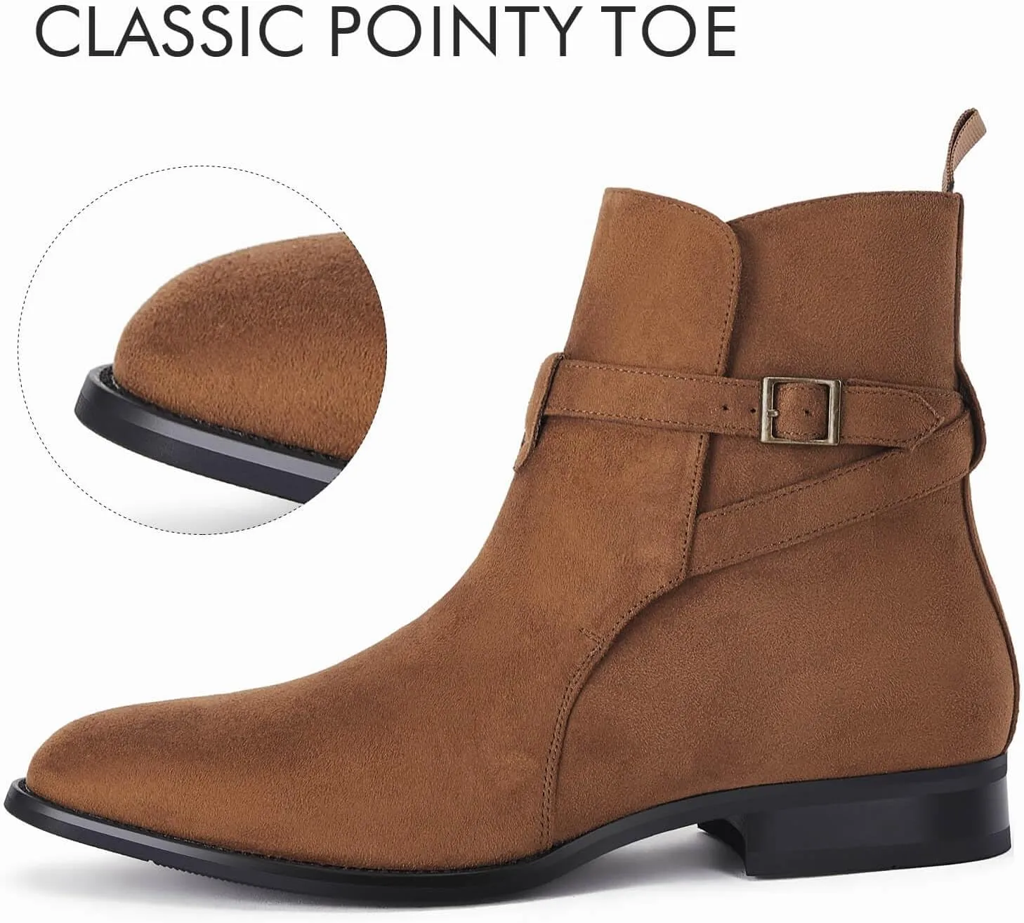 Mens Chelsea Boots Dress Shoes Buckle Strap Chukka Motorcycle Comfortable Walking Ankle Booties
