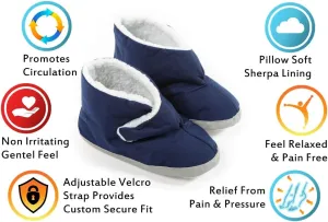Mens Edema Boots – Extra Wide & Roomy Swollen Foot Shoes – Soft Adjustable Slippers for Sensitive Skin & Diabetic Feet Relief (Large 11-12, Navy)