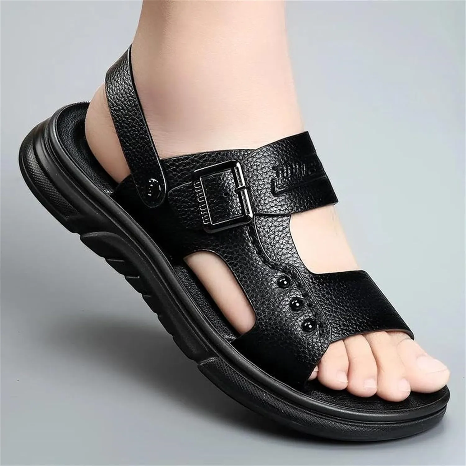 Men's Fiber Leather Sandals - Breathable Beach Shoes with Soft Pads