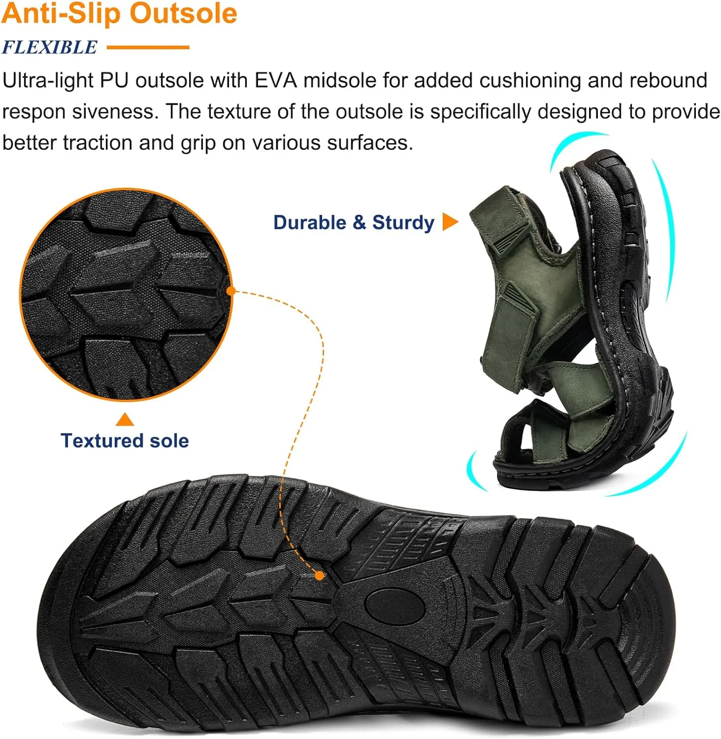 Mens Fisherman Leather Closed Toe Sandals Walking Dress Casual Sandalias Whith Memory Foam Summer Outdoor Athletic Adjustable Comfortable
