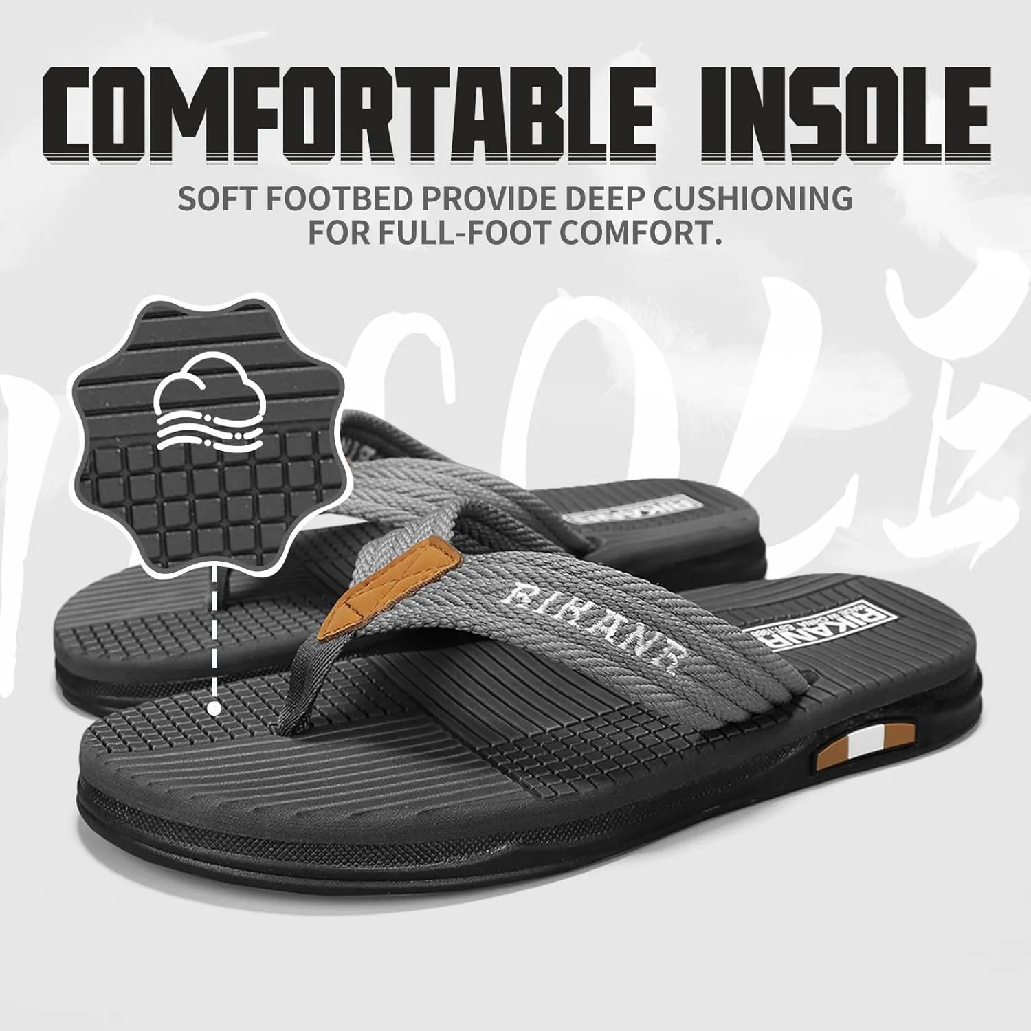 Men's Flip Flop Casual Comfortable Thong Sandals Summer Beach Lightweight Non-Slip Athletic Slide Sandals