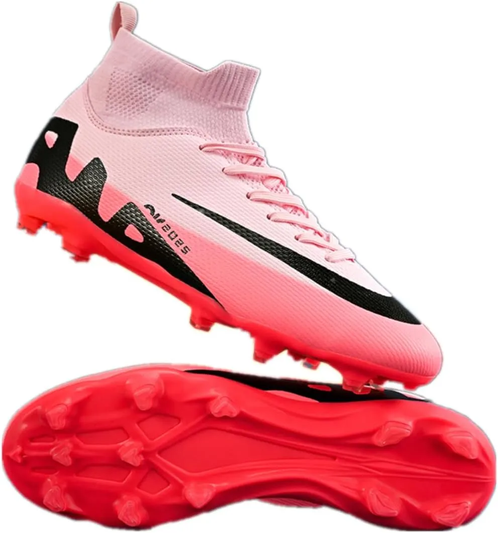 Mens High-Top Football Boots Women's Soccer Cleats for Training Youth Futsal Shoes for Outdoor Indoor