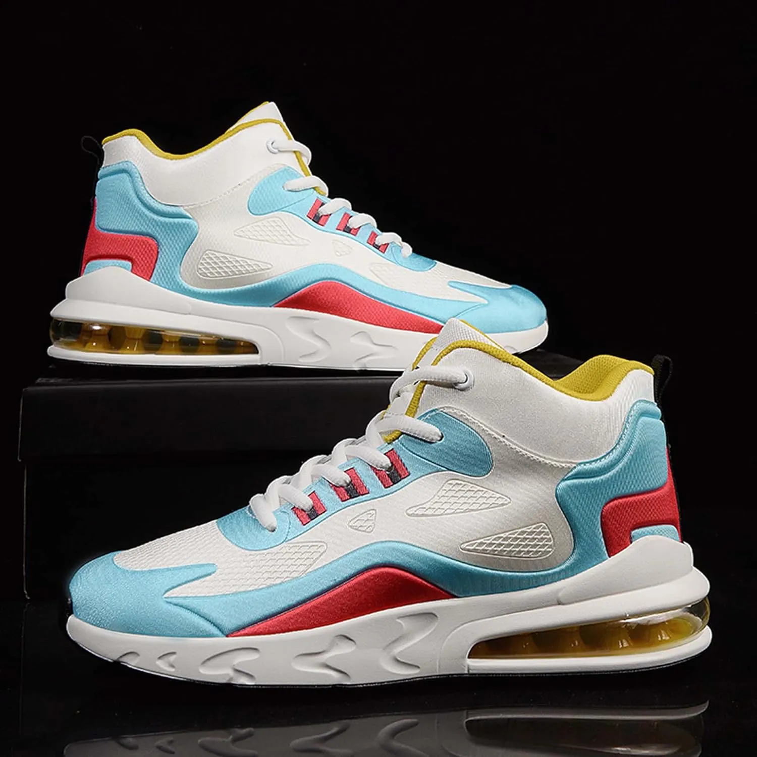 Men's High Top Sneakers Outdoor Comfortable Air Cushion Running Shoes Non-Slip Walking Trainers Fashion Basketball Sneakers