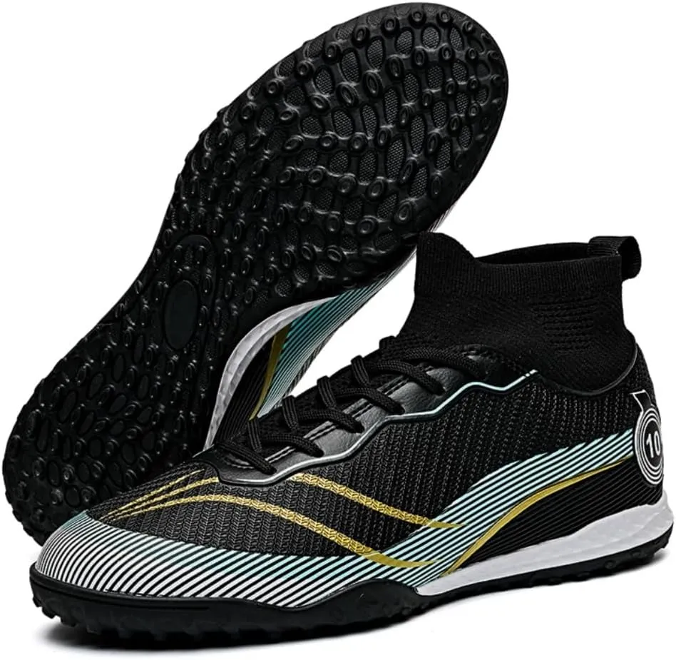 Men's High Top Soccer Students Grass Training Shoes Outdoor Turf Football Boots Wide Training Sneaker Soccer Cleats for Mens Womens Size 5.5-10